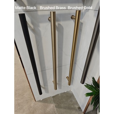Heated Towel Rail Single Bar Round Brushed Brass